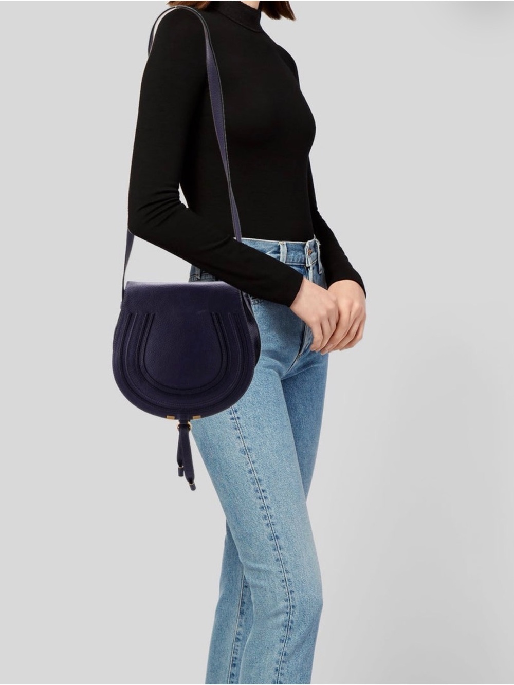 Chloe Leather Marcie Medium Saddle Bag - blue purple - Picture 9 of 9